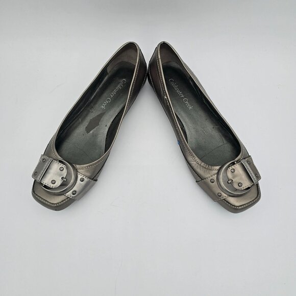 Coldwater Creek Womens Silver Metallic Flats With Buckle Size 7.5 - Picture 6 of 9